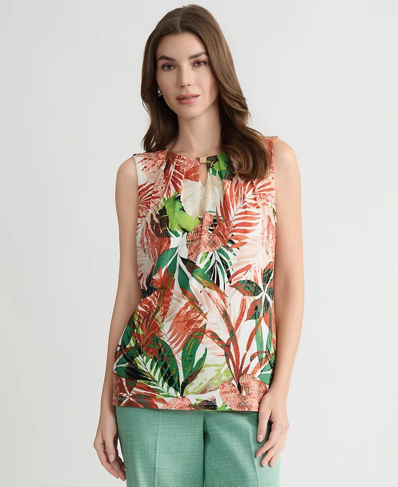 Kasper Women's Pleated Keyhole Top