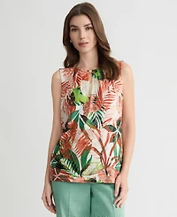 Kasper Women's Pleated Keyhole Top