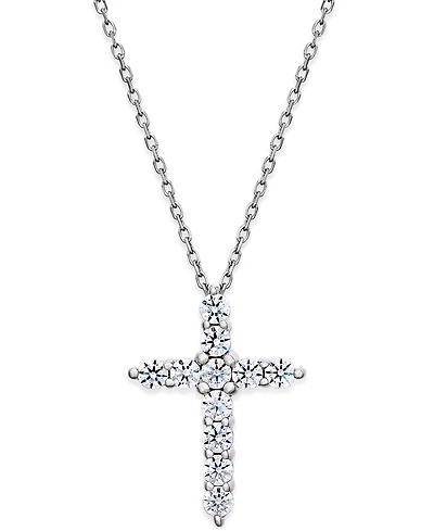 Diamond Cross Pendant Necklace (1/2 ct. t.w.) in 14k White Gold