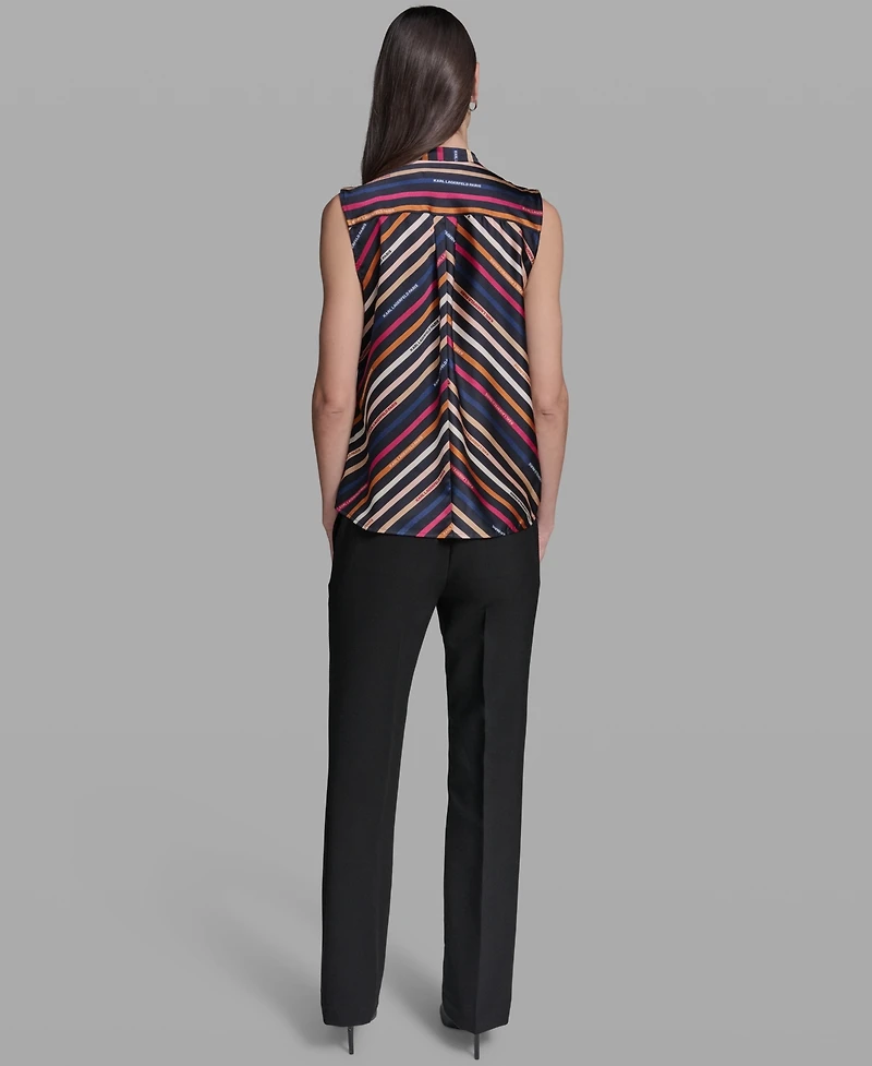 Karl Lagerfeld Paris Women's Tie V-Neck Sleeveless Top