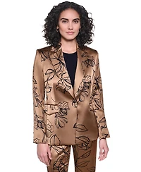 Karl Lagerfeld Paris Women's One-Button Padded Shoulder Jacket