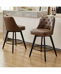 gaomon Bar Stools Set of 2, Seat Height Swivel Bar Chairs with Upholstered Seat and Footrest