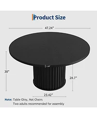 gaomon 47" Round Dining Table for 4-6 Diners, with a Robust Wave-Shaped Metal Pedestal Base