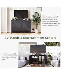 Aecojoy Outdoor Storage Cabinet with Tv Mount, Outdoor Tv Stand with Storage Cabinet Waterproof