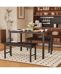 gaomon 3-Piece Kitchen Dining Set for 4 with 2 Upholstered Benches