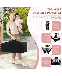 Gouun Baby Portable 4-in-1 Pack and Play Nursery Center with Bassinet and Canopy