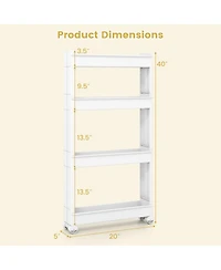 Gouun 4-Tier Multifunctional Slim Pp Storage Trolley with Ventilated Trays