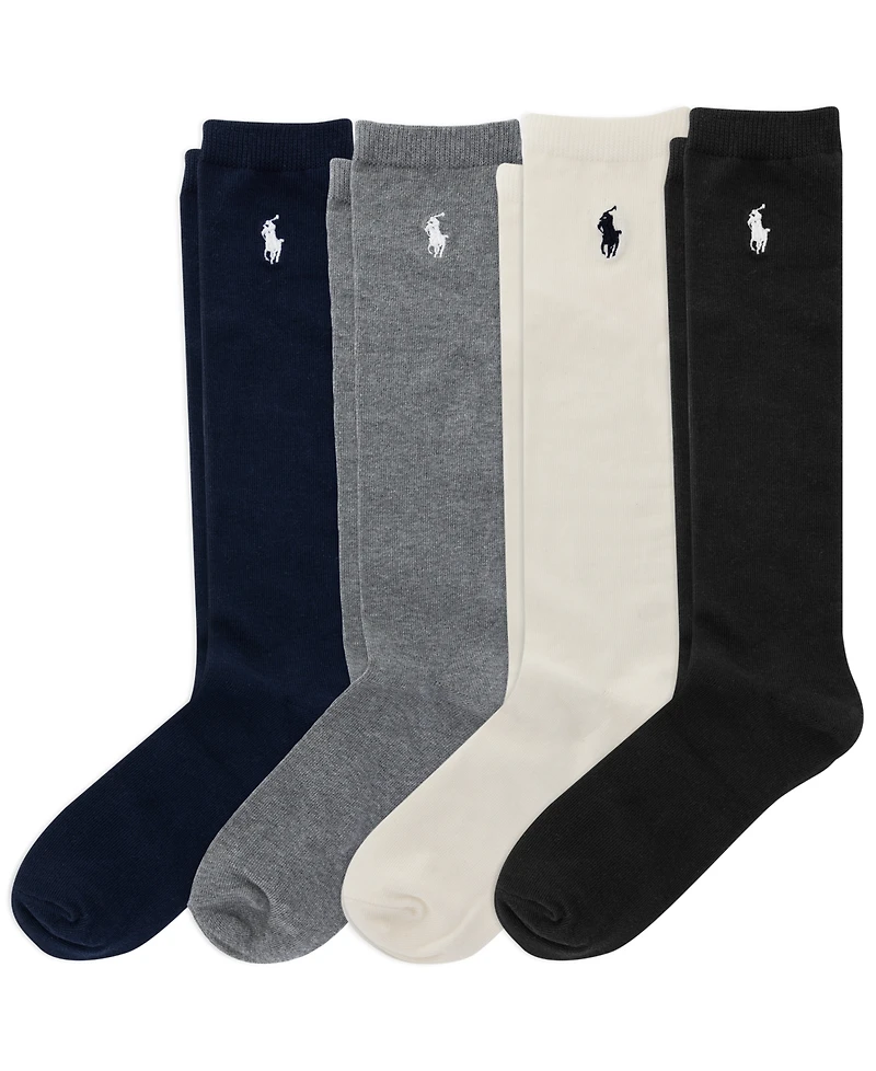 Polo Ralph Lauren Girls' 4-11 Knee High Socks, 4-Pack