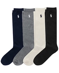 Polo Ralph Lauren Girls' 4-11 Knee High Socks, 4-Pack