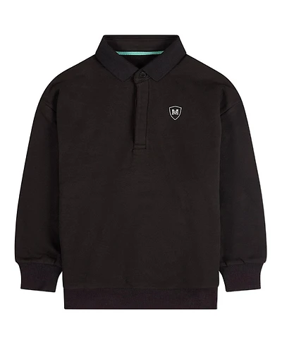 MeMoi Toddler Boys Long-Sleeve Cotton-Rich Fleece Polo Sweatshirt