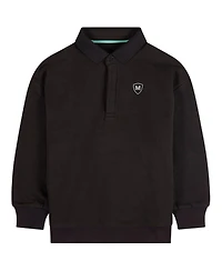 MeMoi Toddler Boys Long-Sleeve Cotton-Rich Fleece Polo Sweatshirt