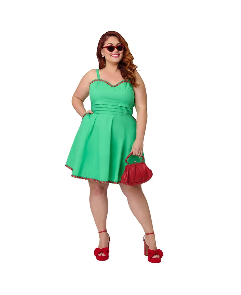 Unique Vintage Plus 1950s Sleeveless Cotton Flare Dress