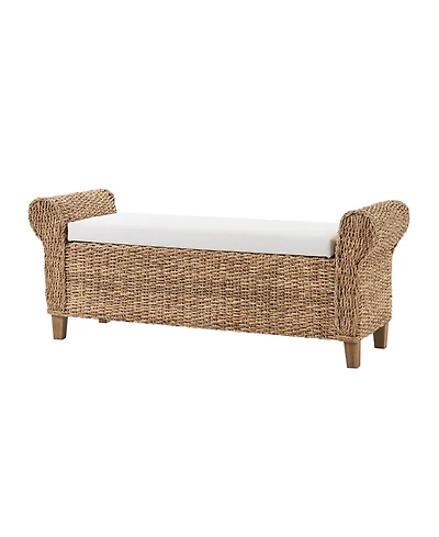 Hulala Home Anesty Upholstered Flip Top Storage Bench with Solid Wood Legs and Segmented Pockets