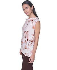 Calvin Klein Petite Printed Cowl Neck Sleeveless Blouse
