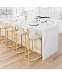 gaomon Set of 4 Counter Height Metal Bar Stools with Upholstered