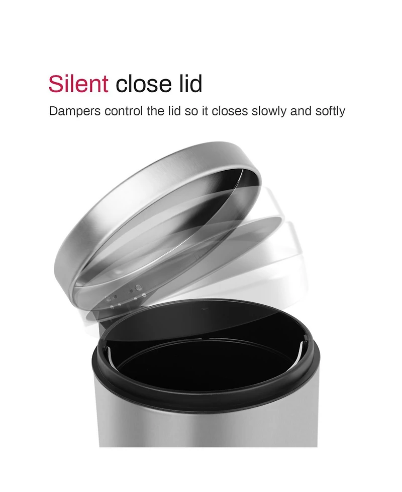 Mega Casa 5 Liter / 1.3 Gallon Stainless Steel Step Trash Can with Soft Close Lid for Bathroom, Office, Kitchen, Bedroom