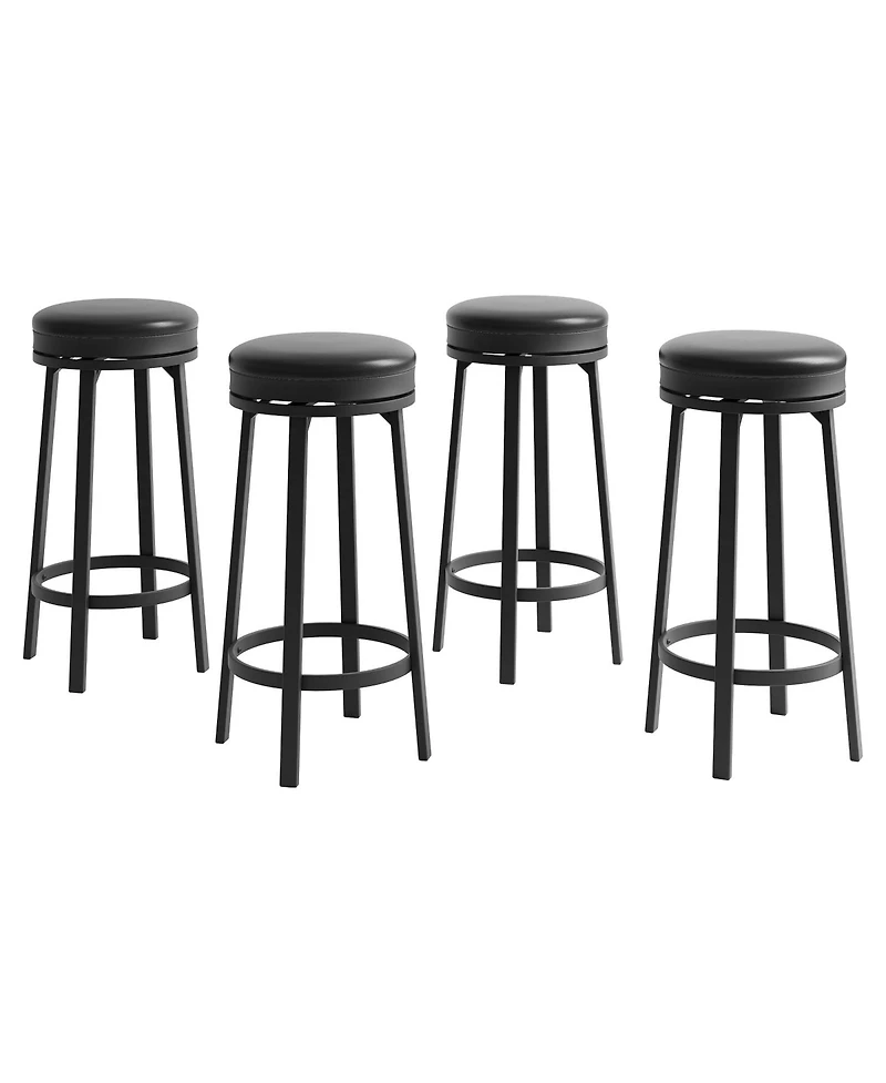 gaomon 30" Swivel Bar Stools Set of 4, Counter Height Backless Round Bar Stools with Footrest