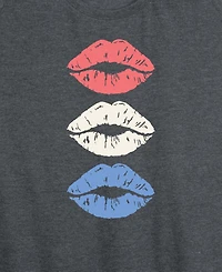 Hybrid Apparel Plus Size Instant Message Red White Blue Lips Racerback Graphic Tank Top