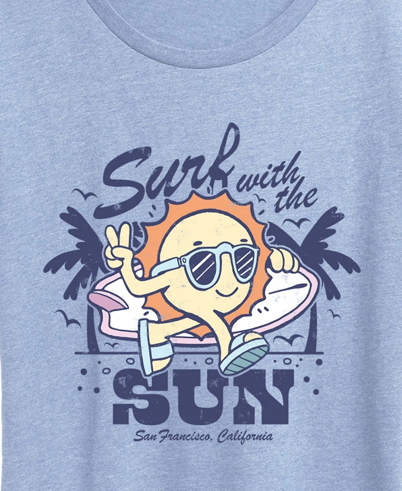 Hybrid Apparel Plus Instant Message Surf with the Sun Short-Sleeve Graphic T-Shirt