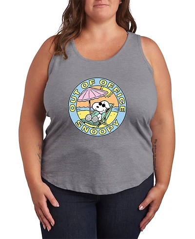 Hybrid Apparel Plus Peanuts Out of office Snoopy Racerback Graphic Tank Top