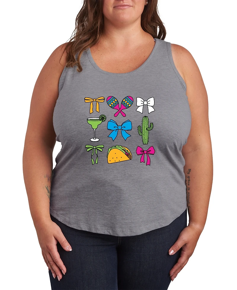Hybrid Apparel Plus Instant Message Cinco De Mayo Bows Racerback Graphic Tank Top