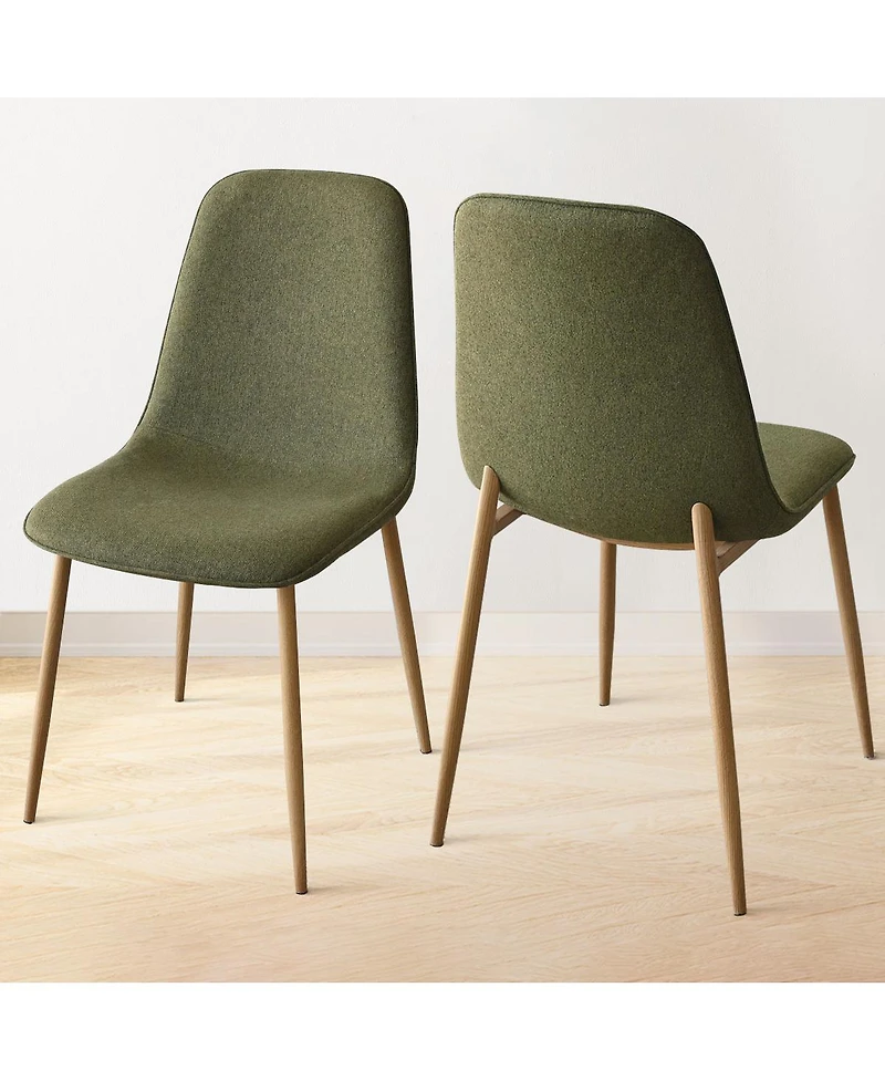 Maison Boucle 19.5" Seat Height Linen Dining Side Chairs Set of 2, Wood-Look Legs