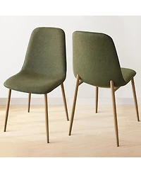 Maison Boucle 19.5" Seat Height Linen Dining Side Chairs Set of 2, Wood-Look Legs