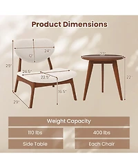 Gouun Accent Chairs Set of 2 with Matching Side Table and Solid Wood Frame