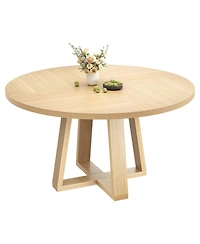 gaomon 4-6 Person Round Farmhouse Dining Table with Pedestal