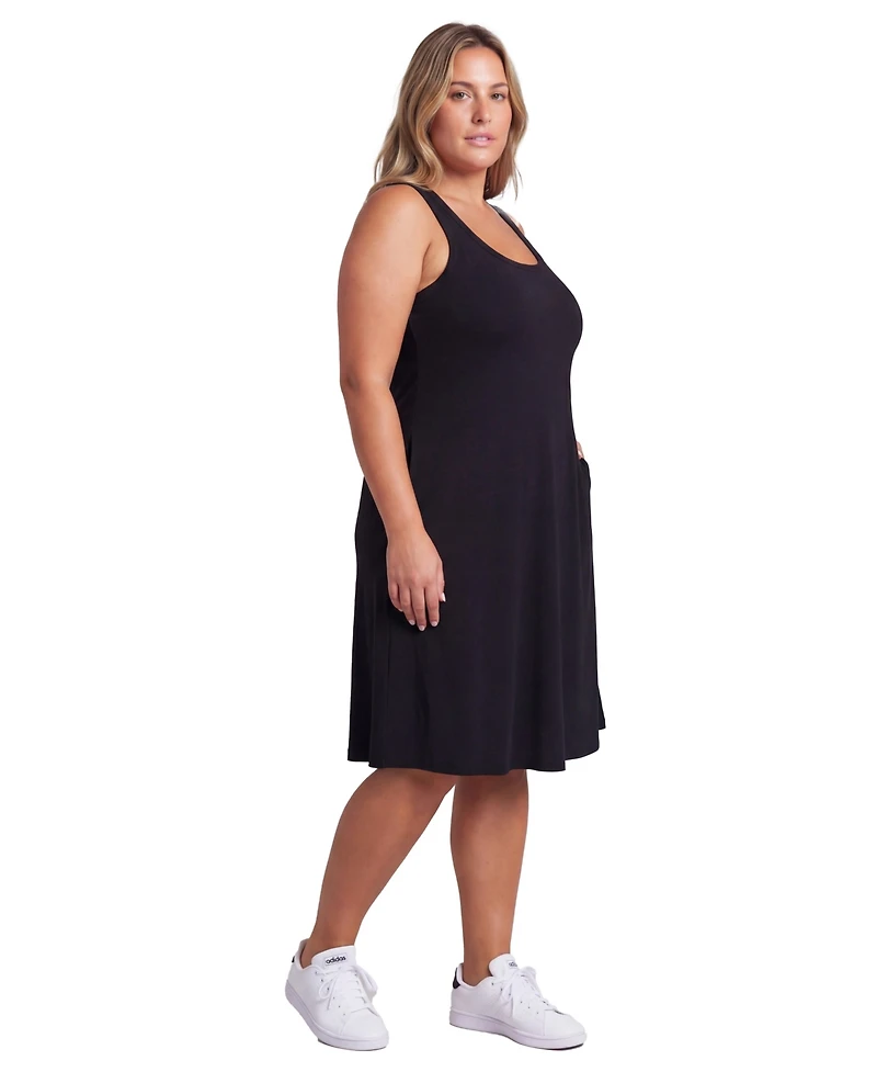 24seven Comfort Apparel Plus Curvy Ribbed Knit A Line Dress