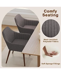 Gouun Upholstered Dining Arm Chairs Set of 2 with Padded Backrest