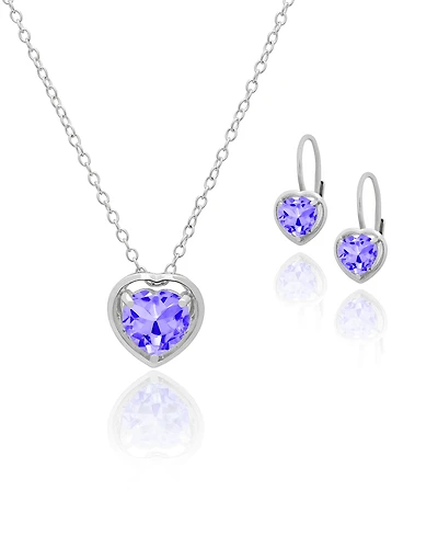 Macy's 2-Pc. Blue Topaz Heart Pendant Necklace & Earrings Set (5.40 ct. t.w.) Sterling Silver