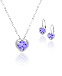 Macy's 2-Pc. Blue Topaz Heart Pendant Necklace & Earrings Set (5.40 ct. t.w.) Sterling Silver