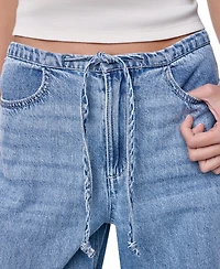 Dkny Jeans Petite Mid Rise Flowy Relaxed Fit Straight Pants