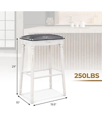 Gymax 29'' Bar Stool Set of 4 w/ Padded Seat Cushions Rubber Wood Legs Upholstered