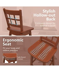 Gymax 4PCS 24.5 Inch Counter Height Bar Chairs Swivel Stools w/ Hollow Backrest