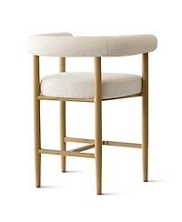 Maison Boucle 24" Counter Height Bar Stools with Arms, Metal Legs, Set of 2