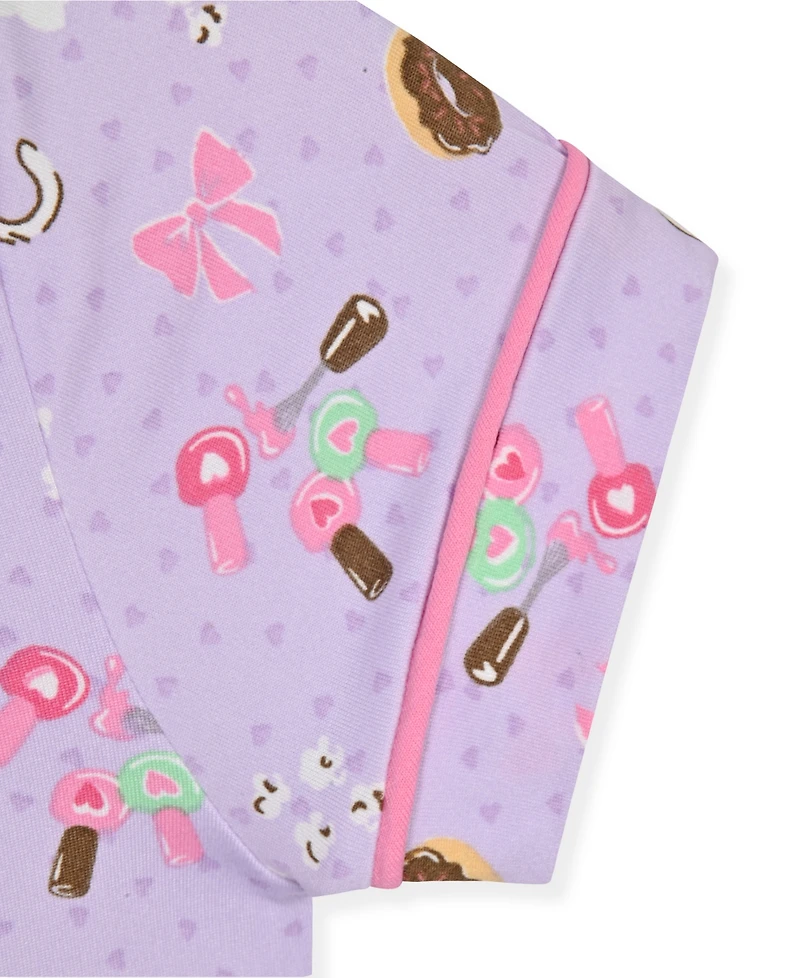 Sleep On It Girls' 7-16 Milky Conversational Print Short Coat and Shorts with Headband, 3-Piece Set