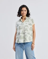 Reistor Women's Relaxed-fit Button-down Shirt Animal print