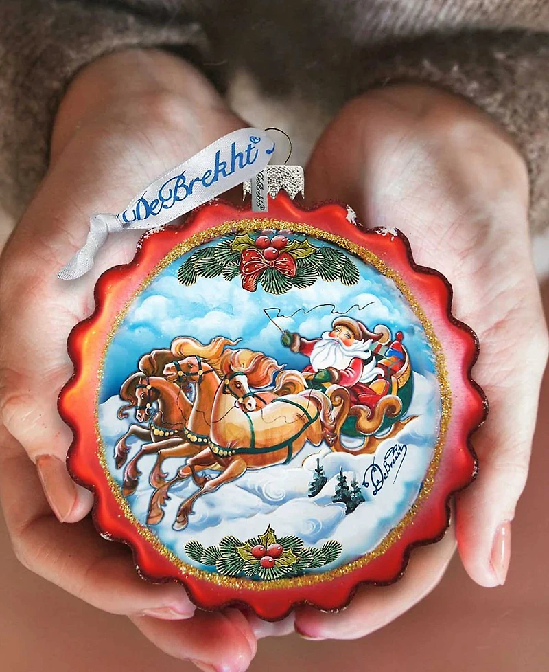 G.DeBrekht Sleigh Ride Flower Glass Ornament