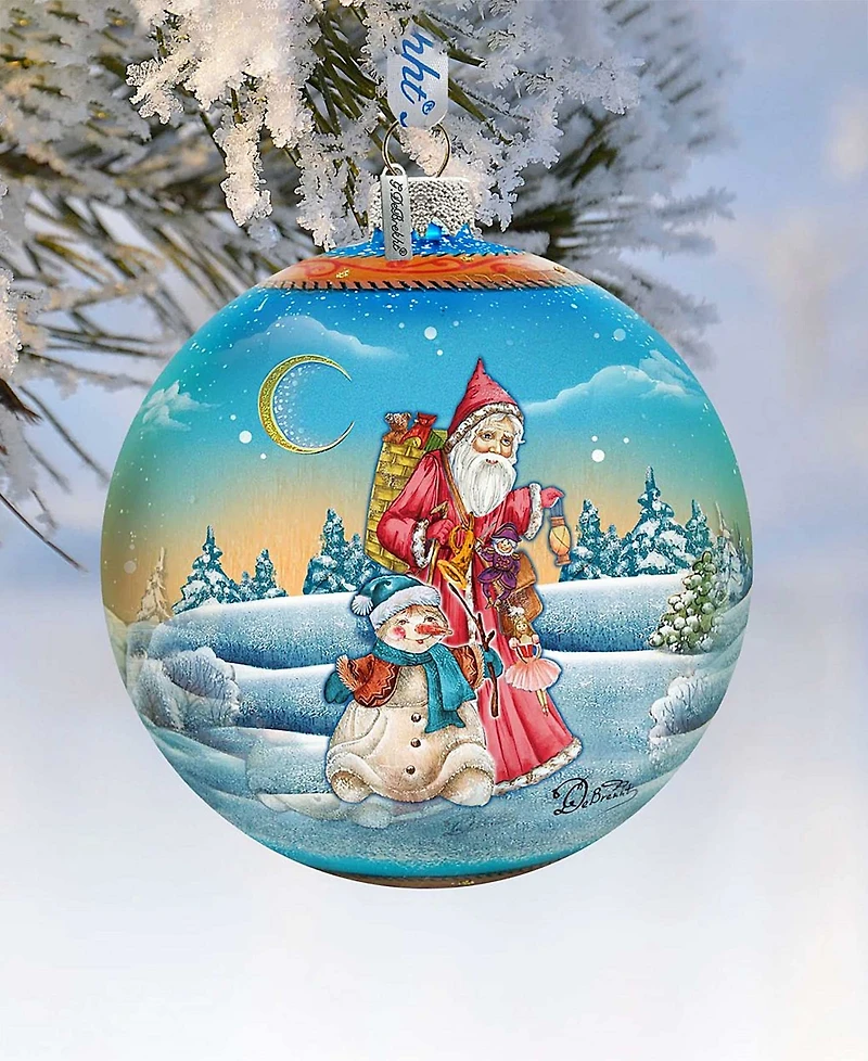 G.DeBrekht Limited Edition Oversized Winter Village Christmas Ball Glass Ornament