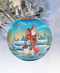G.DeBrekht Limited Edition Oversized Winter Village Christmas Ball Glass Ornament