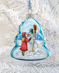 G.DeBrekht Playing Snowman Glass Ornament