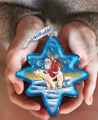 G.DeBrekht Ride to North Pole Santa Glass Ornament