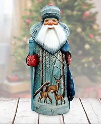 G.DeBrekht Woodcarved Hand Painted Reindeer Santa Figurine