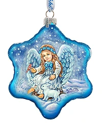 G.DeBrekht Baby Angel with Bunny Holiday Splendor Glass Ornament