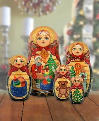 G.DeBrekht Night Before Christmas 5 Piece Russian Matryoshka Nested Doll