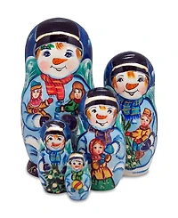 G.DeBrekht Mr. Snowman 5 Piece Russian Matryoshka Nested Doll Set