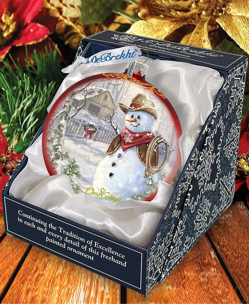 G.DeBrekht Cowboy Snowman Glass Ornament 2 by Dona Gelsinger