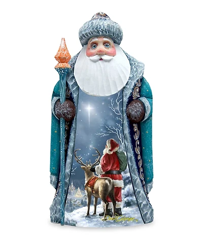 G.DeBrekht Woodcarved Hand Painted Starry Night Santa by Donna Gelsinger Figurine